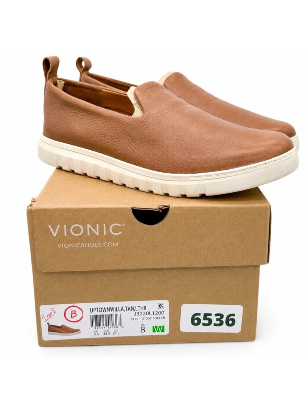 Vionic Uptown Willa Tan Leather Slip On Sneakers Women’s 8 Wide Arch Support - Picture 6 of 9
